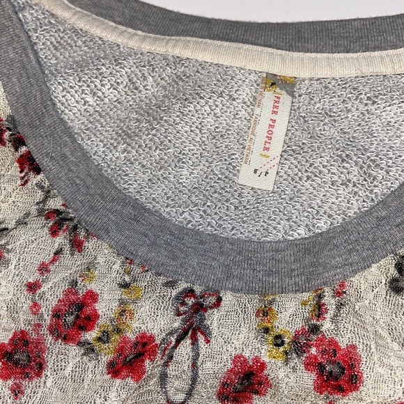 Free People Floral Cropped Sweatshirt - Women’s Size Small - Picture 7 of 8